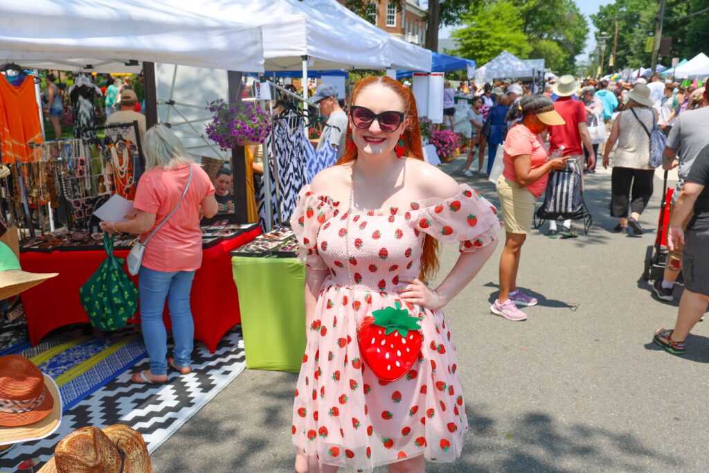 Woman wearing a strawberry dress